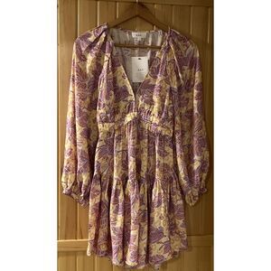 $495 A.L.C.‎ Women's Yellow Pastel Ruched Crisscross V-Neck Isla Dress Size 0